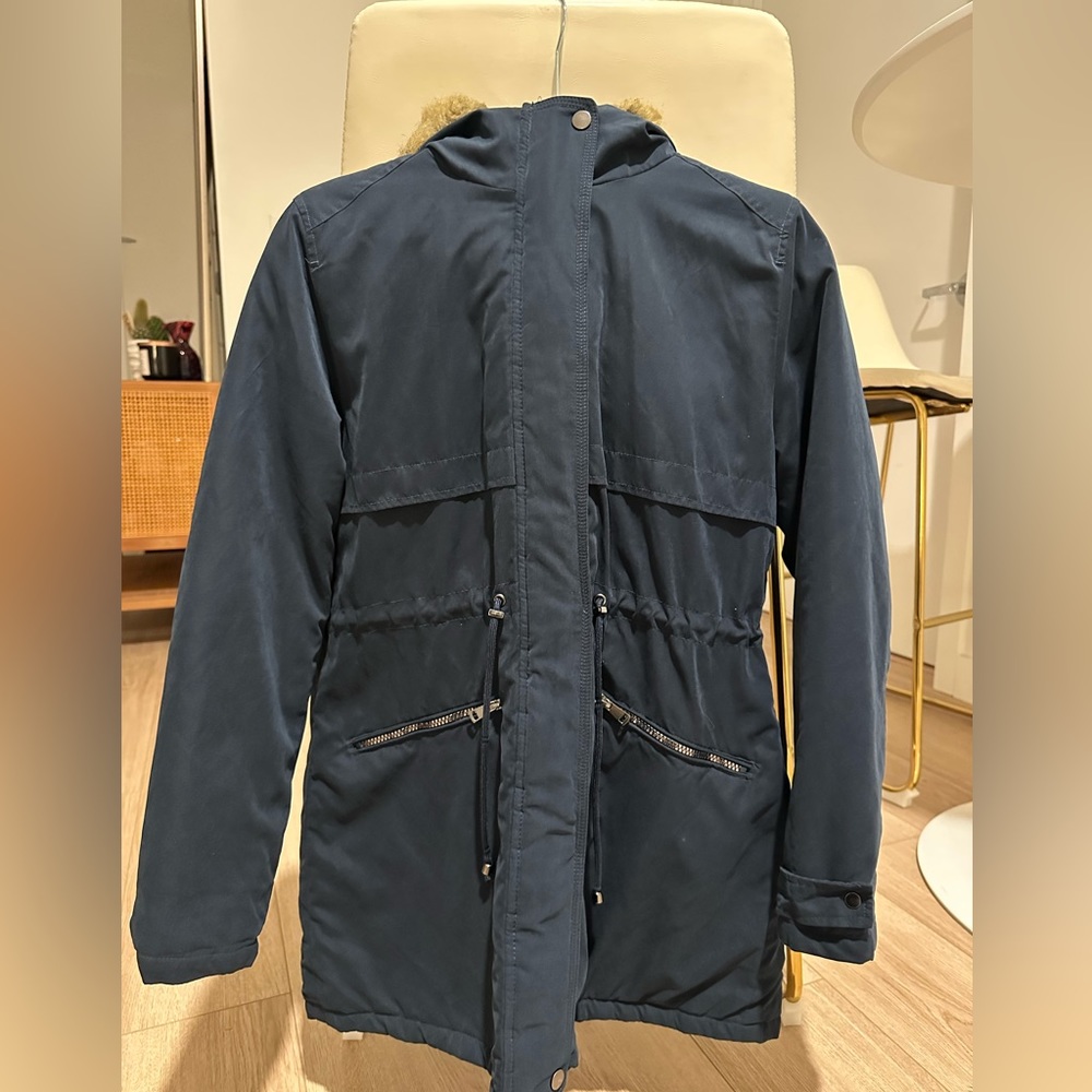 Primark Parka Navy with Faux Fur Hood